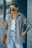 Textured Button Down Shirt Jacket with Pockets - ONLINE EXCLUSIVE!