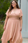 Plus Size Wide Waistband Surplice Neck Flutter Sleeve Midi Dress - ONLINE EXCLUSIVE!