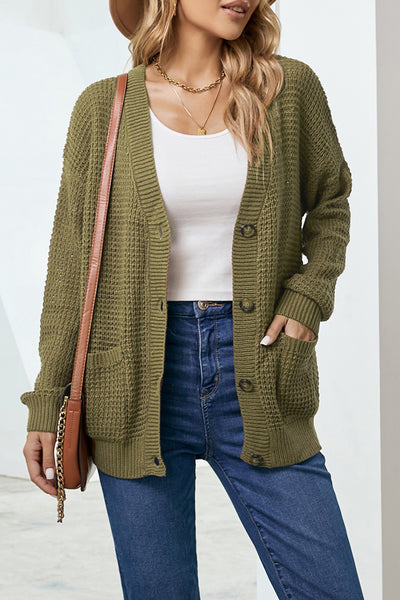 Drop Shoulder Button Down Pocketed Cardigan - ONLINE EXCLUSIVE!