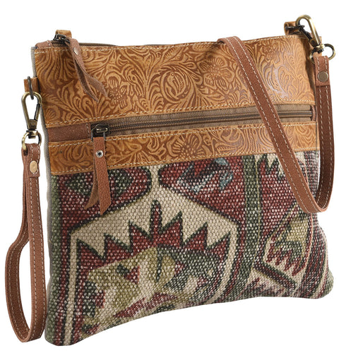 Crossbody Rug w/ Leather Tooling Handbag