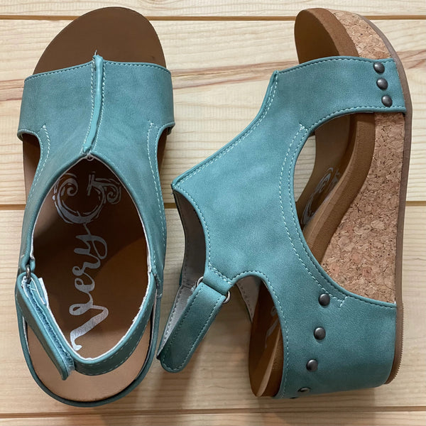 Very G Liberty Turquoise Wedge Sandals
