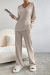Penny Ribbed V-Neck Top and Pants Set - ONLINE EXCLUSIVE!