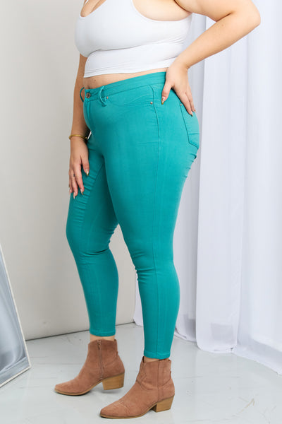 YMI Jeanswear Kate Hyper-Stretch Mid-Rise Skinny Jeans in Sea Green - ONLINE EXCLUSIVE!