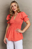 Culture Code Whimsical Wonders V-Neck Puff Sleeve Button Down Top - ONLINE EXCLUSIVE!