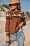 Sweet and Casual Patterned Round Neck Sweater - ONLINE EXCLUSIVE!