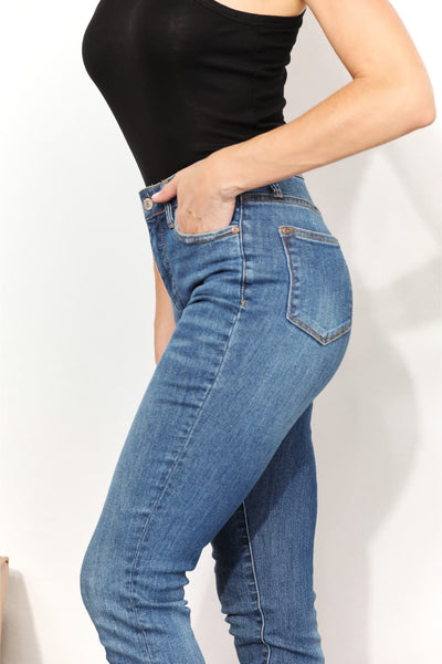 Parker Tummy Control Side Slit & Fray Hem Skinny Judy Blue Jeans - ONLINE EXCLUSIVE!