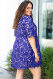 Plus Size Lace Detail Short Sleeve Round Neck Mini Dress - ONLINE EXCLUSIVE!