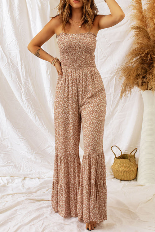 Paula Floral Spaghetti Strap Smocked Wide Leg Jumpsuit - ONLINE EXCLUSIVE!