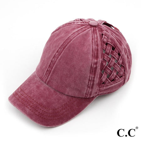 723999   C.C. Brand Faux Leather w/ Criss-Cross Pony Hat