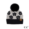 CC Brand Daisy Print Pom Pom Beanie Hat