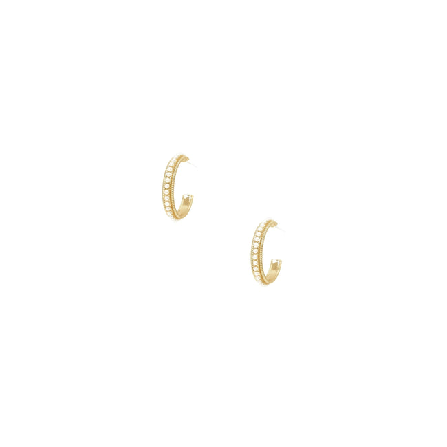 14257   Small Talk Pearl and 18k Gold Plated Hoop Earrings by Ettika