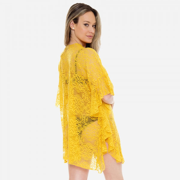 7304766   Yellow Lace Kimono