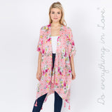 7305653  Do everything in Love brand women's lightweight geometric floral kimono with tassels