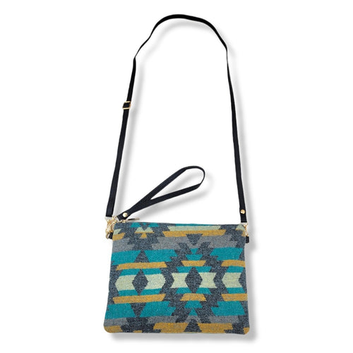 Aztec Print Crossbody Handbag w/ Matching Wristlet