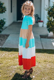 Vestido largo Mommy & Me con bloques de color para niñas - ¡EXCLUSIVO EN LÍNEA!
