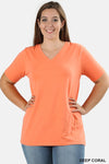 1009   Various Colors Cotton V-neck Basic T-Shirt