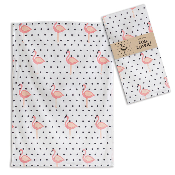 780089   Flamingo Polka Dot Tea Towel