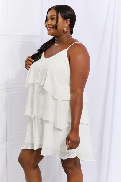 Culture Code By The River Cascade Ruffle Style Cami Dress in Soft White - ONLINE EXCLUSIVE!