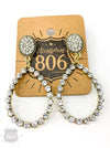 806008   Open Teardrop Earrings w/ Rhinestones