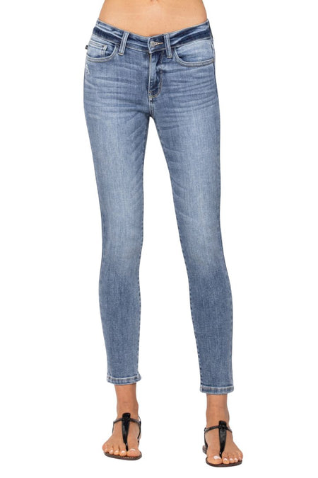 Chevelle Hi-Rise Cuffed Distressed Judy Blue Capri Jeans