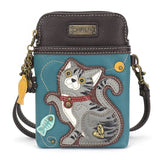 Chala Grey Tabby Cat Cellphone Crossbody Bag   827GTC7