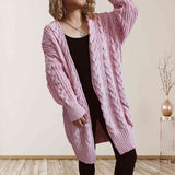 Queenie Cable-Knit Open Front Dropped Shoulder Cardigan - TIK TOK VIRAL!