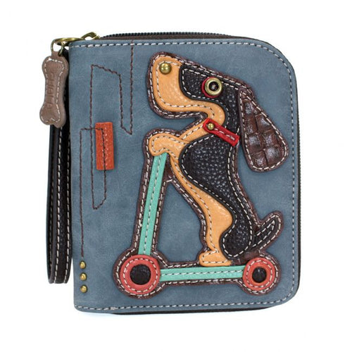 Chala Wiener Dog Scooter Zip Around Wallet   839WS1