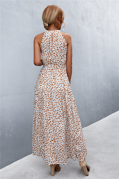 Printed Sleeveless Tie Waist Maxi Dress - ONLINE EXCLUSIVE!