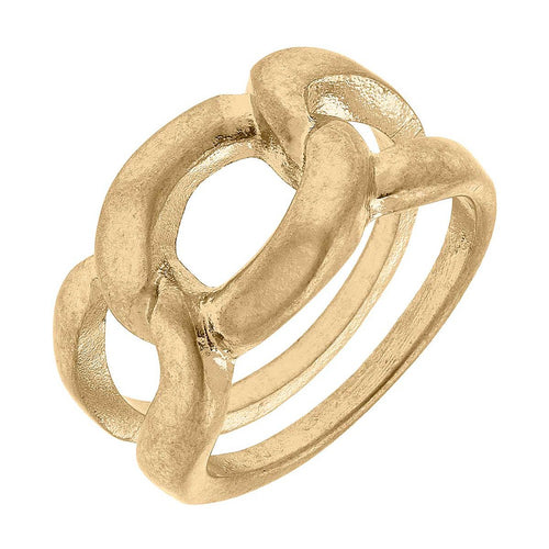 87255   Worn Gold chain Link Detail Ring