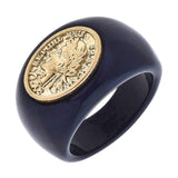 87273   Resin Ring Featuring Gold Tone Roman Seal