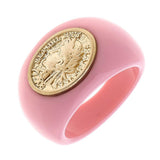 87275   Resin Ring Featuring Gold Tone Roman Seal