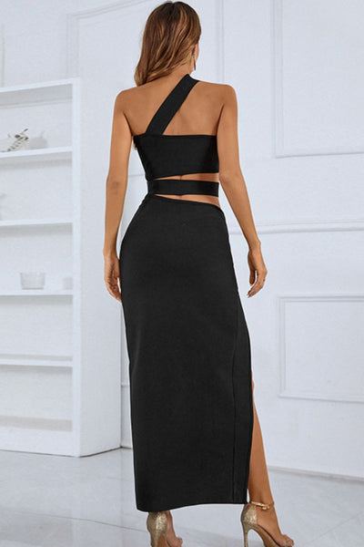 One-Shoulder Cutout Front Split Maxi Dress - ONLINE EXCLUSIVE!