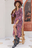 Felicity Printed Long Sleeve Slit Midi Dress - ONLINE EXCLUSIVE!