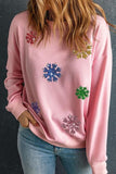 Sequin Snowflake Round Neck Sweatshirt - ONLINE EXCLUSIVE!