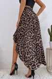 Falda asimétrica con dobladillo con volantes de leopardo - ¡EXCLUSIVO EN LÍNEA!