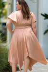 Plus Size Wide Waistband Surplice Neck Flutter Sleeve Midi Dress - ONLINE EXCLUSIVE!