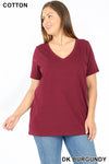 1009   Various Colors Cotton V-neck Basic T-Shirt