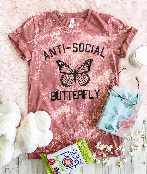 316   Blanche Anti-Social Butterfly Graphic T-Shirt