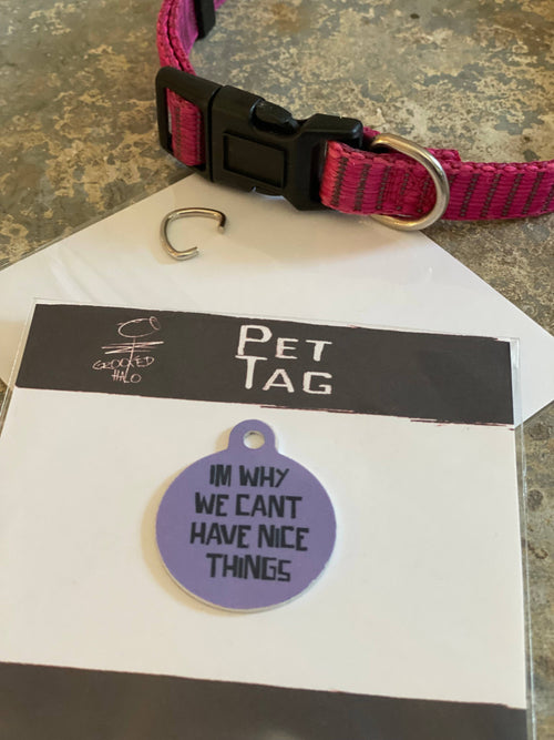 "We Cant Have Nice Things" Metal Pet Tag