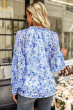 Blusa floral con mangas farol y cuello anudado - ¡EXCUSIVO EN LÍNEA!