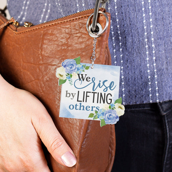 AKC0003   We Rise By Lifting Others Floral Acrylic Keychain