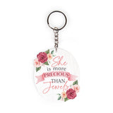 AKC0006   She is More Precious than Jewels Floral Acrylic Keychain