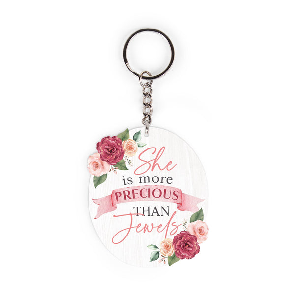 AKC0006   She is More Precious than Jewels Floral Acrylic Keychain
