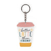 AKC0009   Better Latte Than Never Floral Acrylic Keychain