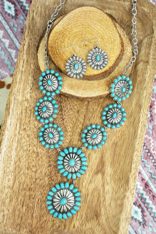 Thunderbay Turquoise Concho Necklace and Earring Set