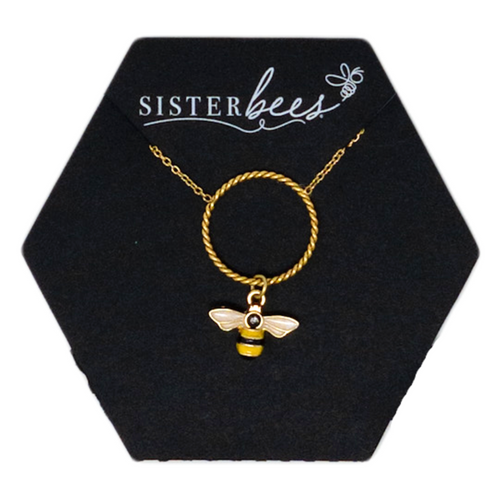 142501   Circle Bee Pendant Necklace