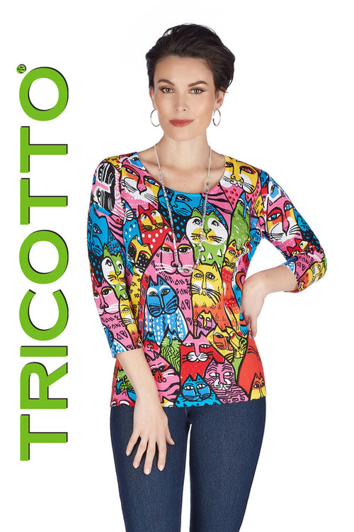 Charlize Crazy Cat Lady Top by Tricotto F713-F22