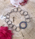 TB-138   Round Chain Bracelet w/ Bling Pendant