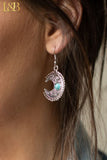 1321   Vivica Silver Moon Earrings w/ Turquoise Stone