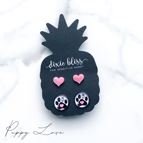 1461   Fido Puppy Love Earrings by Dixie Bliss